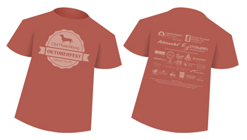 Design for Oktoberfest 2019 on brick red t-shirt
